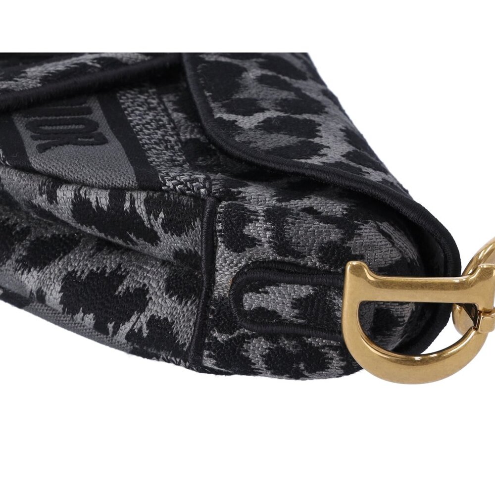 Christian Dior Medium Saddle Bag Mizza Embroidered Leopard BLack Grey Multi - Picture 9 of 11